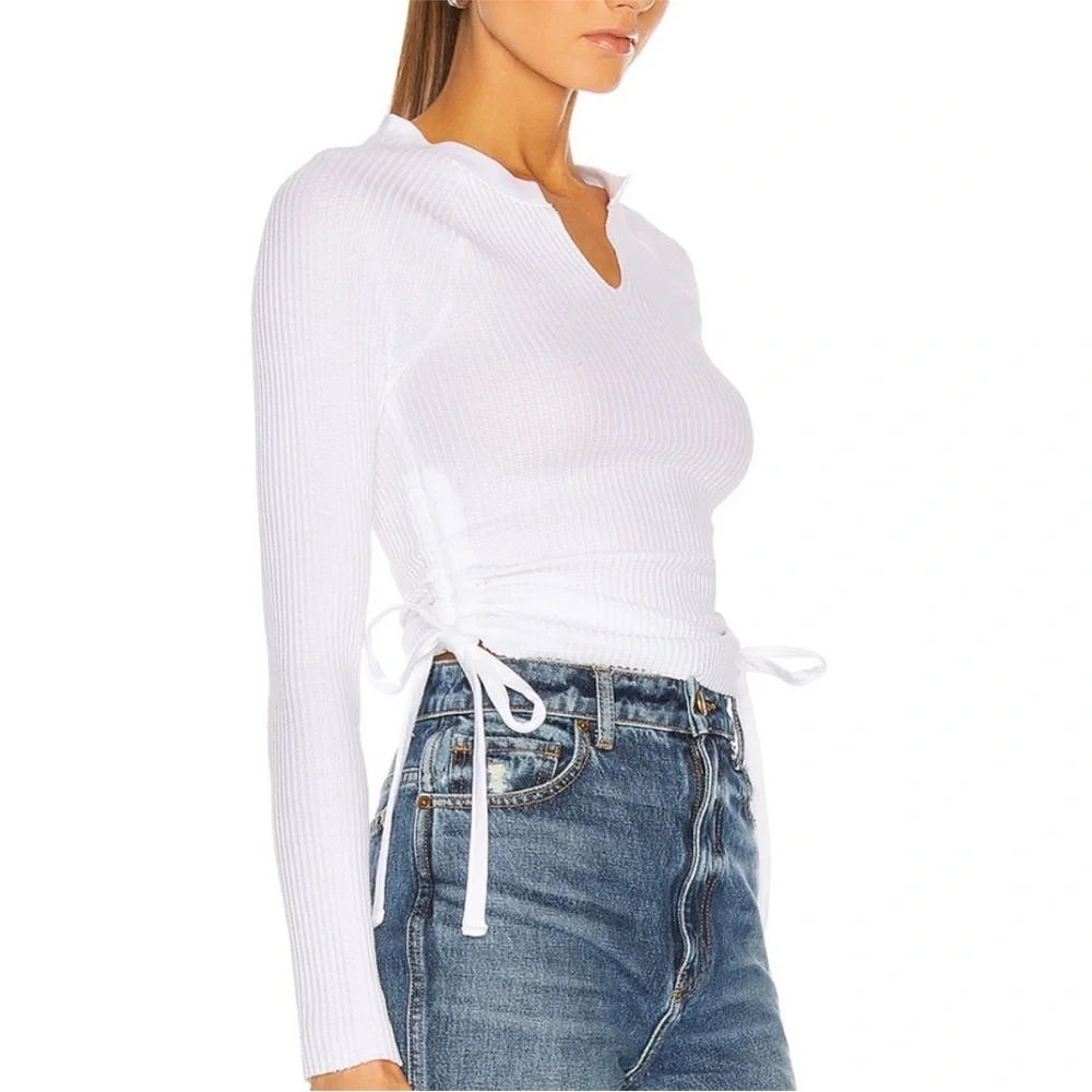 The Range Stark Jumbo Waffle Knit Gathered Slash Long Sleeve Top Size XS - Picture 3 of 13